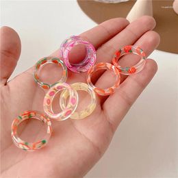Cluster anneaux femmes sonnez en plastique unique et en empilement transparent cadeau de bijoux rétro ouvert mignon pour les filles mode des filles