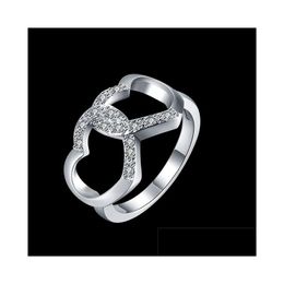Cluster ringen dames sterling sier vergulde dubbele hart zirkoon ring gssr839 mode 925 bord drop levering sieraden dhrmi