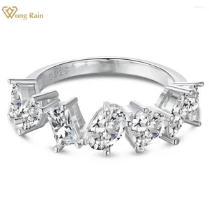 Anillos de racimo Wong Rain 18K chapado en oro 925 plata esterlina laboratorio zafiro piedra preciosa anillo fino para mujeres joyería de banda regalos de boda al por mayor