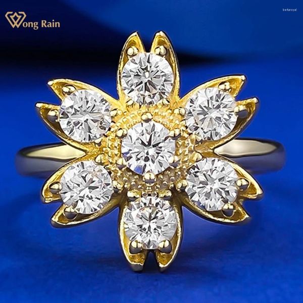 Cluster Anneaux Wong Rain 18k Gold plaqué 925 Sterling Silver Lab Sapphire Gemstone Flower Ring For Women Fine Jewelry Mariage Cadeaux en gros