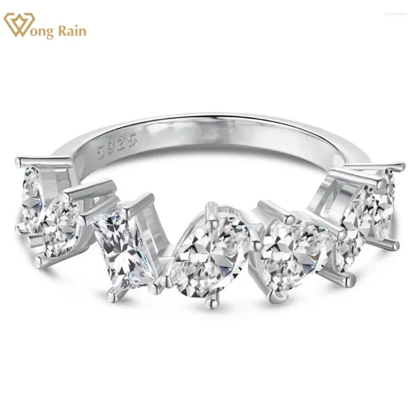 Bagues de cluster Wong Rain Plaqué or 18 carats 925 Sterling Silver Lab Sapphire Gemstone Fine Bague pour femmes Band Bijoux Cadeaux de mariage en gros