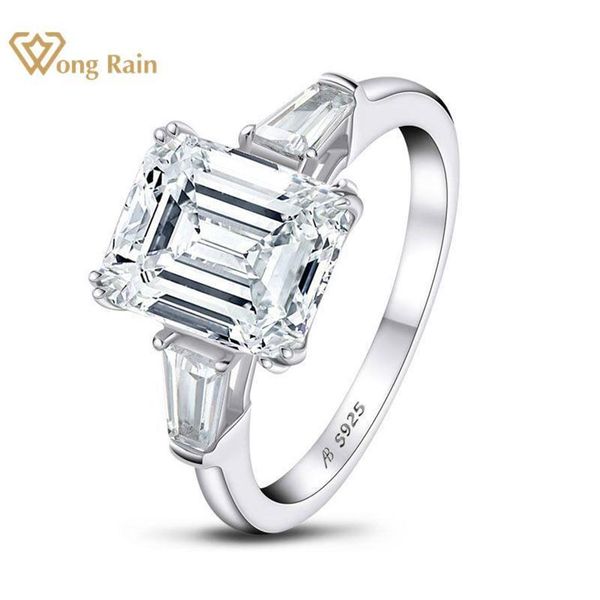 Bagues de cluster Wong Rain 925 Sterling Silver Emerald Cut Créé Moissanite Gemstone Engagement Wedding Diamonds Ring Fine Jewelry 269C