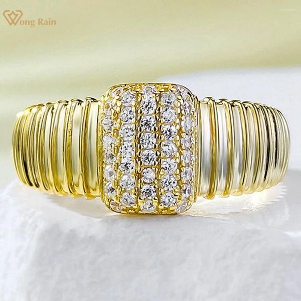 Anillos de racimo Wong Rain Vintage 18k chapado en oro 925 plata esterlina laboratorio zafiro anillo de piedras preciosas para mujeres joyería fina regalos de fiesta al por mayor