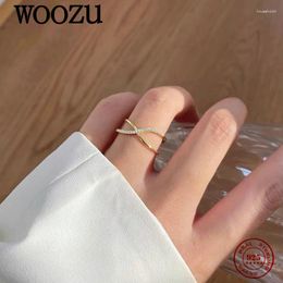 Bagues de cluster Woozu 14k plaqué or 925 sterling argent coréen initiales x zircon croix pour femmes fête classique romantique bijoux cadeau