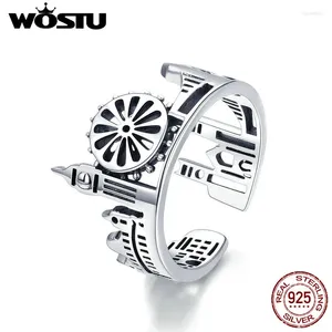 Anillos de clúster WOSTU Top Sale 925 Sterling Silver London City for Women Romantic Vintage Ring Fashion Punk Party Gift CQR474