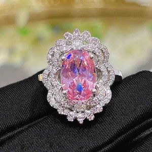 Cluster Rings WPB Advanced Design Women Cherry Blossom Pink Ring Zirkon Vrouwelijke briljante luxe sieraden Wedding Girl Gift Party Fashion