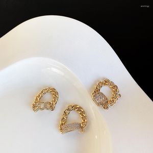 Cluster Ringen WTLTC Goud Kleur Metalen Zirconia Duim 3 Ontwerpen Holle Kettingen Link Verklaring Vinger Ring Voor Vrouwen Sieraden