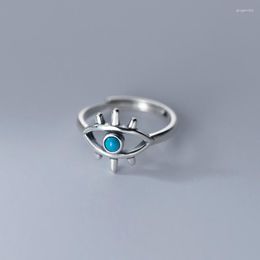 Cluster anneaux wtltc rétro S925 Sterling Sliver turquoises Empilement de pierre Simple Holloe mini pouce pour les femmes bijoux à la main