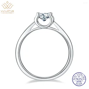 Cluster ringen Wuiha 925 Sterling Silver 5mm Echte Moissanit Wedding Engagement Anniversary White Gold Diamont Ring Career Sieraden Drop
