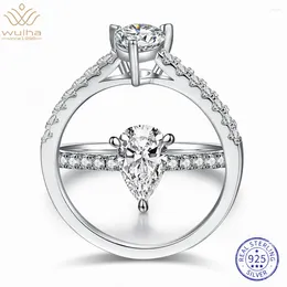 Cluster Anneaux Wuiha Real 925 STERLING Silver 3Ex Pear 1CT VVS1 GRA PASS TEST DIAMOND D MISSANITES RING POUR LES FEMMES DIFFICATION DES FEMMES GAGNE