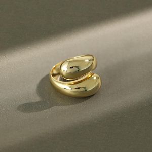 Anillos de racimo XIHA Real 925 anillo de plata esterlina doble gota de agua grande ajustable oro para mujeres Punk Chunky declaración joyería 2021