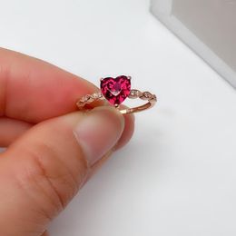 Bagues en grappe Xinyipeng véritable or Rose 18 carats avec diamants bague en grenat naturel bijoux de mariage fins pour les femmes