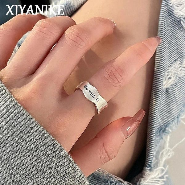 Anillos de racimo xiyanike letras de ola minimalista dedo para mujeres niña dulce joyería de moda amigo anillos mujer