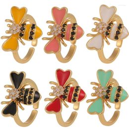 Clusterringen y2k schattige email insectenmoord voor vrouwen kleine koper inlay zirkoon vingerring 2022 trendy bruiloftsfeestje sieraden cadeaus