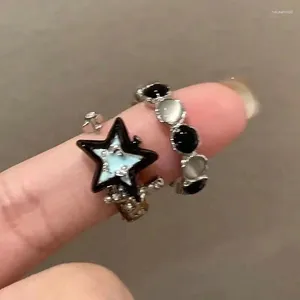 Cluster Ringen Y2K Kpop Lucky Star Ring Hart Verstelbare Onregelmatige Geometrische Punk Retro Vrouwen Kristal Set Mode Meisjes Sieraden Geschenken