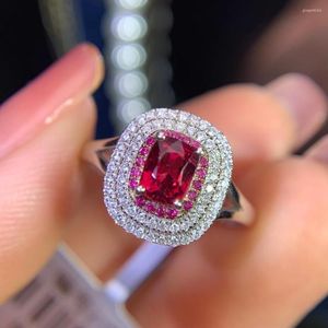 Cluster Rings Y404 Spinel Ring Fine Jewelry Real 18K Gold AU750 Natural Gemstones 0.78ct Diamonds Femme Anniversaire Cadeau