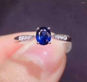 Cluster gaat Y412 Blauwe saffierring 0.7CT Echt puur 18 K natuurlijke edelsteen diamanten steen vrouwelijk