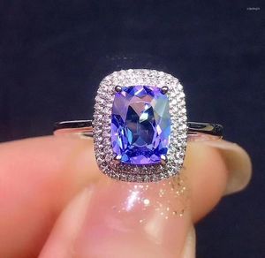 Cluster R -ringen Y709 Tanzanite Ring Fijne sieraden Pure 18 K Goud Natuurlijke edelstenen 1.8ct Diamanten vrouwelijk jubileumgeschenk