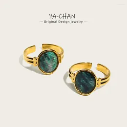 Bagues de cluster YACHAN 18K plaqué or en acier inoxydable ouvert pour les femmes de luxe coquille de couleur naturelle bijoux imperméables à la mode