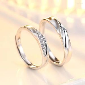 Cluster Rings YangFx Couleur Argent Édition Coréenne Simple Couple Anneau Proposition Anniversaire Cadeau Ouverture Réglable Hommes Et Femmes Bijoux