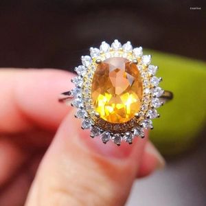Cluster Ringen YangFx Zilver Kleur Luxe Volledige Diamant Gekleurde Ovale Gele Toermalijn Kleurrijke Schat Open Ring Voor Vrouwen Sieraden