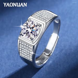 Cluster ringen yaonuan 1 moissanietring voor vrouwen gesimuleerde diamant verstelbare belofte 925 sterling zilveren sieraden certificado gra