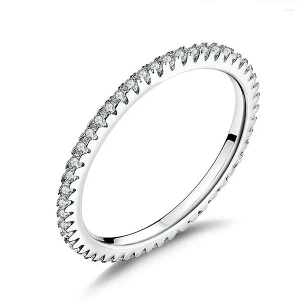 Bagues de cluster Yibeizi Diamond Ring S925 Sterling Silver Plaqué Platinum Zircon Simple Bijoux de mode personnalisés