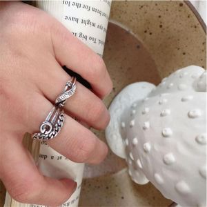 Cluster ringen Yikuf88 925 Sterling Silver Weeding Ring Jewlelry luxe retro Engelse brief open ringen fijne sieraden voor vrouwen