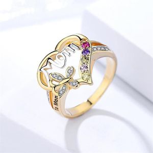 Cluster Ringen Yo Top Kwaliteit Moeders Dag Cadeau Moeder Hol Ontwerp Hart Vlinder Kristallen Ring Vrouwen Mum Bague230a