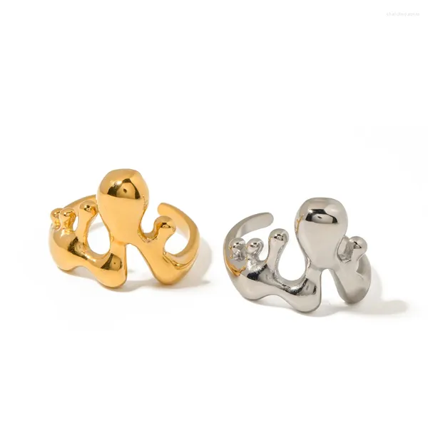 Anillos de clúster jóvenes de acero inoxidable acero inoxidable anillo de estilamiento para mujeres impermeables de 18k dorado color de color joya de metal de metal