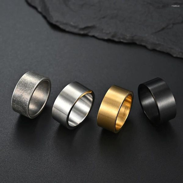 Anillos de racimo YS Vintage Color Plata Anillo de acero inoxidable para hombres Hiphop Retro Cool Male Joyería de moda