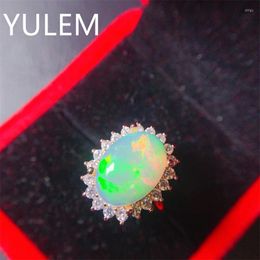 Bagues de cluster Yulem 10mm 14mm Bague d'opale naturelle de grande taille pour un usage quotidien Argent Solide 925 Bijoux