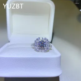 Cluster anneaux yuzbt 18k blanc plaqué 1 excellent diamant coupé passé d couleur squarese carrée square pour les bijoux de mariage féminin
