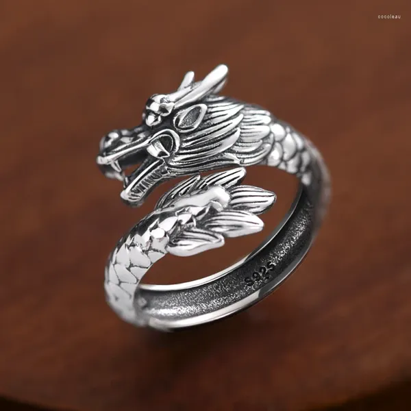 Cluster anneaux zabra 925 argent né xiao long anneau pour hommes dragon de l'année 2024.
