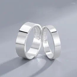 Cluster ringen Zabra 999 Sterling Silver Plain Ring voor mannen en vrouwen Fashion Couple wijsvinger