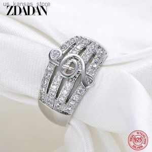 Clusterringen Zdadan 925 Sterling Silver CZ Ring Dames Fashion Note Ring Wedding Party Sieraden Geschenken240408