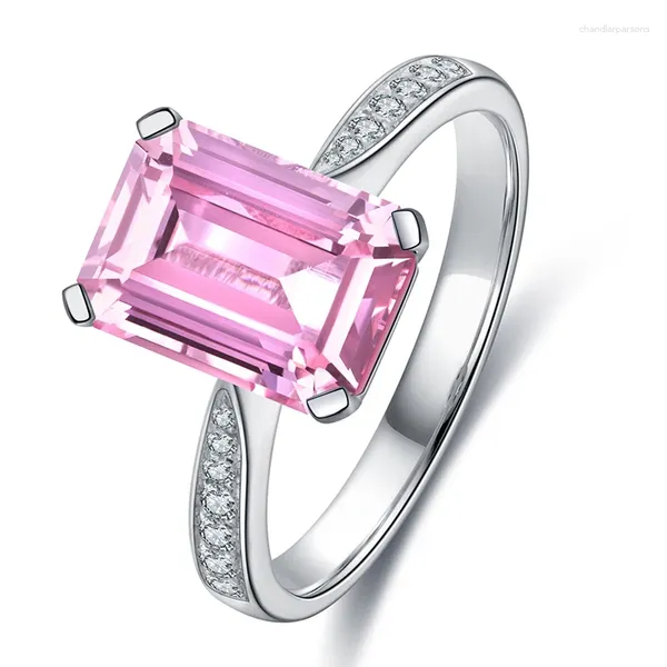 Anillos de racimo Zhanhao Emerald Cut S925 Laboratorio de joyas de plata esterlina Grown Morganite Rings Regalos de boda para novia