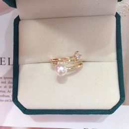 Anillos de racimo zhboruini índice dedo anillo de perlas real natural agua dulce 18k chapado en oro joyería de mujer multicapa al por mayor