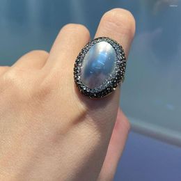 Bagues de Grappe ZHEN-D Bijoux Pinctada Martensii Merveilleux Brillant Brillant Bleu Perle Coquillage Cuivre Bague Doux Quotidien Bibelots Uniques