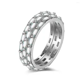 Anneaux de cluster Zhenchengda 2024 Produit Arrangement irrégulier Full Diamond Zircon Bague Pure Argent Mode européenne et américaine