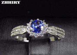 Bagues de cluster ZHHIRY Naturel Bleu Tanzanite Bague Véritable Solide 925 Sterling Argent Véritable Pierre Précieuse Pour Les Femmes Fine Jewelry3878639