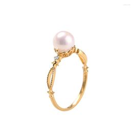 Cluster ringen zhixi echte 18k gouden ring natuurlijke akoya zeewater parel fine sieraden echte solide au750 voor vrouwen luxe zirkon feest geschenk r500