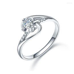 Cluster anneaux zhjiashun pour toujours brillant 0.5ct Moisanites Diamond Soild 10k Mariage en or blanc pour femmes bijoux