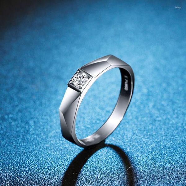 Anillos de racimo ZHJIASHUN genuino 0.1ct diamante natural real 14k oro blanco anillo de compromiso de boda para la joyería de las mujeres