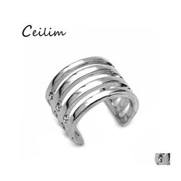 Cluster ringen zink legering punk stijl geometrie gepersonaliseerde gouden sier ring hol geopende statement vintage vinger voor vrouwen mode dr otknq