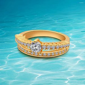 Cluster anneaux zircon plaqués or sierling sier large amoureux ringl fashion bijoux conception femme