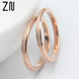 Bagues de cluster ZN Classic Matte Rose Gold Couleur Style Bague de queue mince bande de mariage pour femmes titane acier mode bijoux de doigt