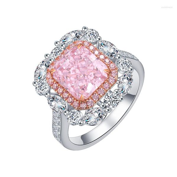 Bagues de cluster Zoca Haute Qualité Boutique Bijoux Personnalisé Princesse Rose Diamant Bague Carbone 3CT Simulation Style 925 Sterling Silve