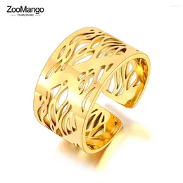 Anillos de clúster zoomango acero inoxidable dorado chapado chapado geométrico anillo de corte de metal hecho a mano para mujeres joyas impermeables personalizadas