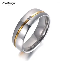 Anillos de clúster Zoomango Trendy acero inoxidable pareja para mujeres aniversario aniversario anillo de boda joyería anneau halka zr19047